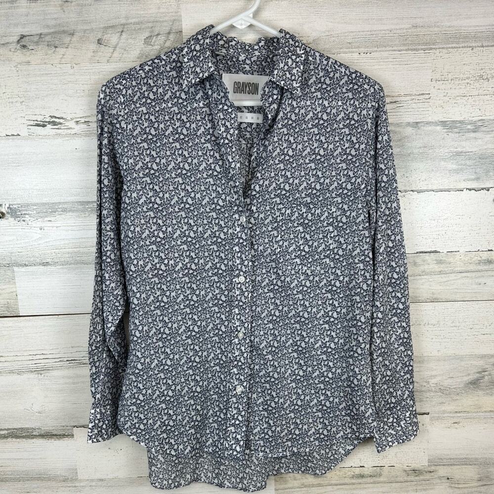 Grayson The Hero Shirt Women’s Butterfly Print Button Down Cotton Size 01 XS